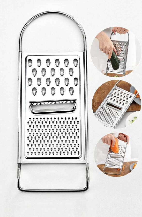 Stainless Steel Hand Grater Garlic Carrot Vegetable Cheese Grater Kitchen Slicer 3 Functions Grater - 7