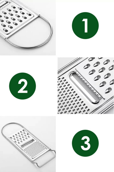 Stainless Steel Hand Grater Garlic Carrot Vegetable Cheese Grater Kitchen Slicer 3 Functions Grater - 11