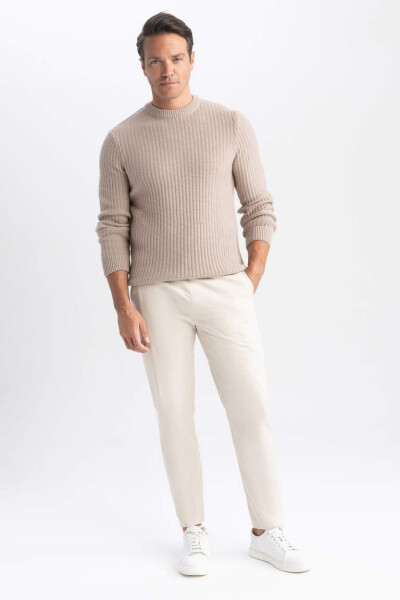 Standard Fit Crew Neck Waffle Sweater Vison - 8