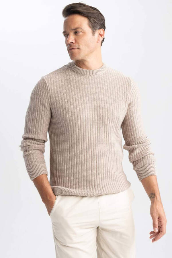 Standard Fit Crew Neck Waffle Sweater Vison - 9