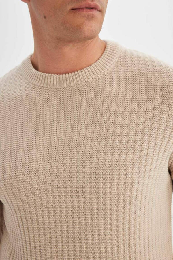 Standard Fit Crew Neck Waffle Sweater Vison - 5