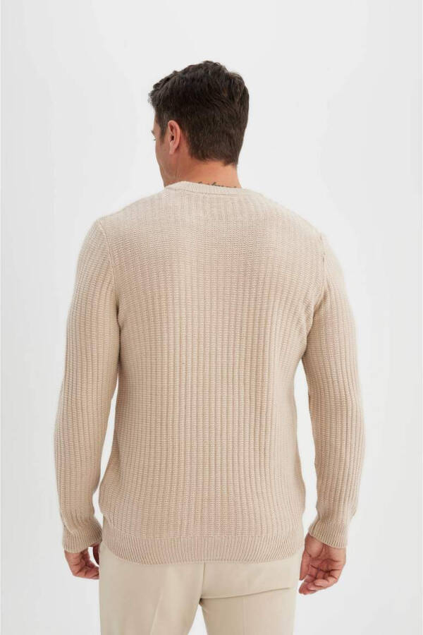 Standard Fit Crew Neck Waffle Sweater Vison - 6