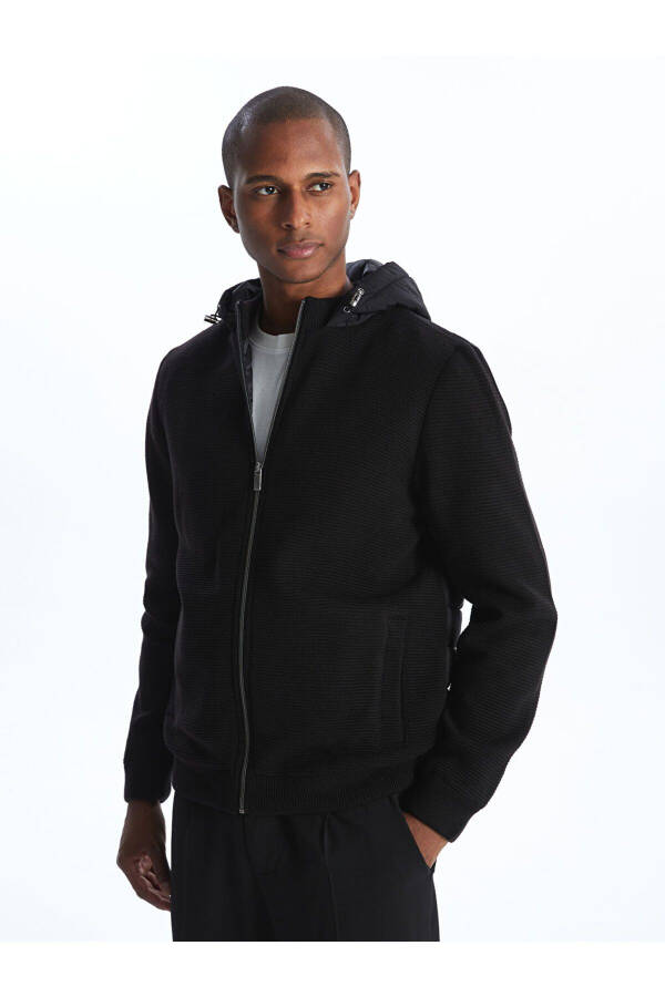 Standard fit men's knitted hoodie - 1