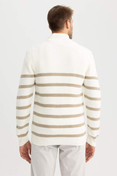 Standard Fit Striped Fisherman's Neck Sweater (Ecru) - 9