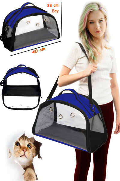 Star Cat Carrier Blue, Unbendable Bottom WASHABLE, Cat Transport Bag - 7