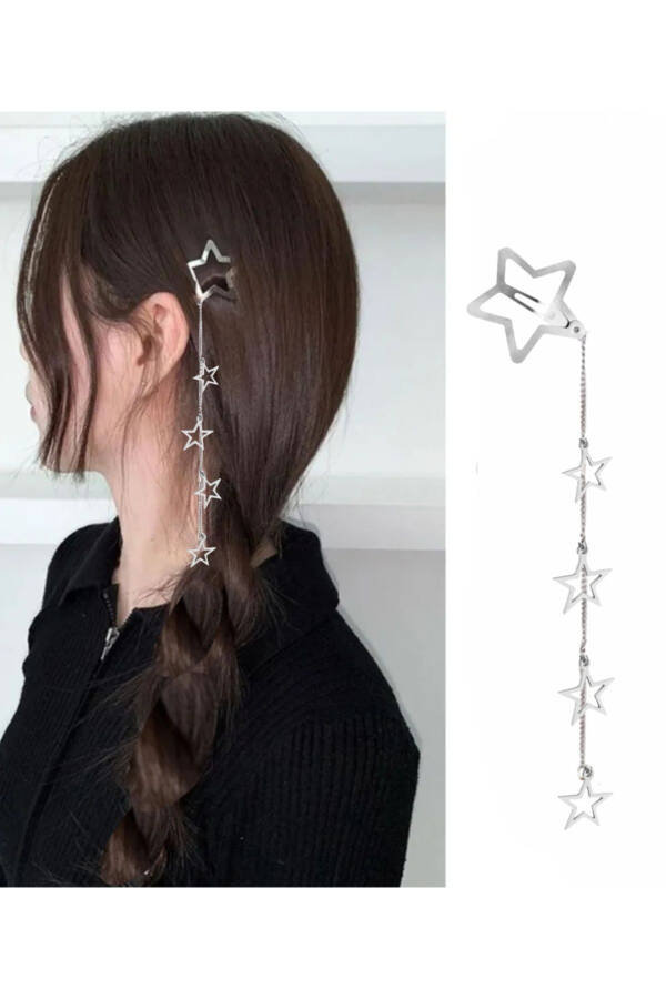 Star Hair Chain, Hair Accessory, Side Clip - 1