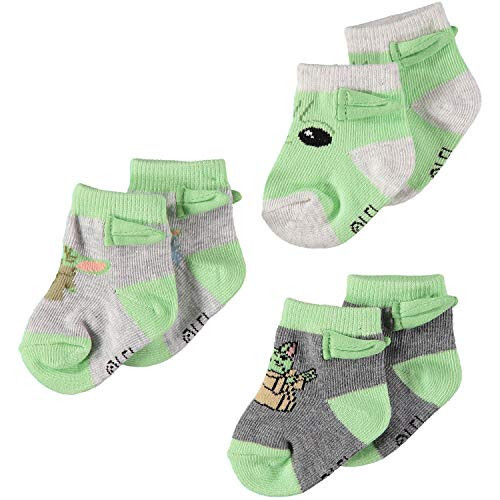 Star Wars Baby Boys Mandalorian The Child 3-Pack Booties - Baby Yoda Baby Socks Multipack (3-Pack, 0-12 Months) - 1