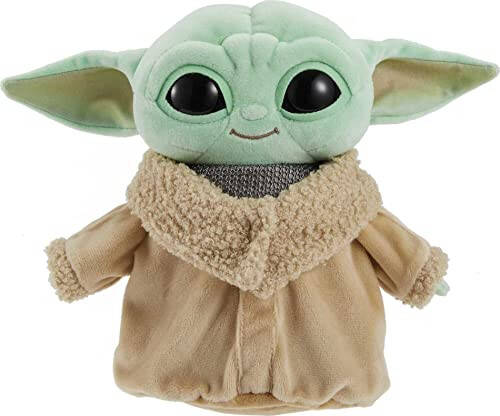 Star Wars Grogu Plush with Beskar Armor, Soft Doll Inspired by Star Wars Mandalorian Book of Boba Fett, Travel Toys and Gifts for Kids - 1