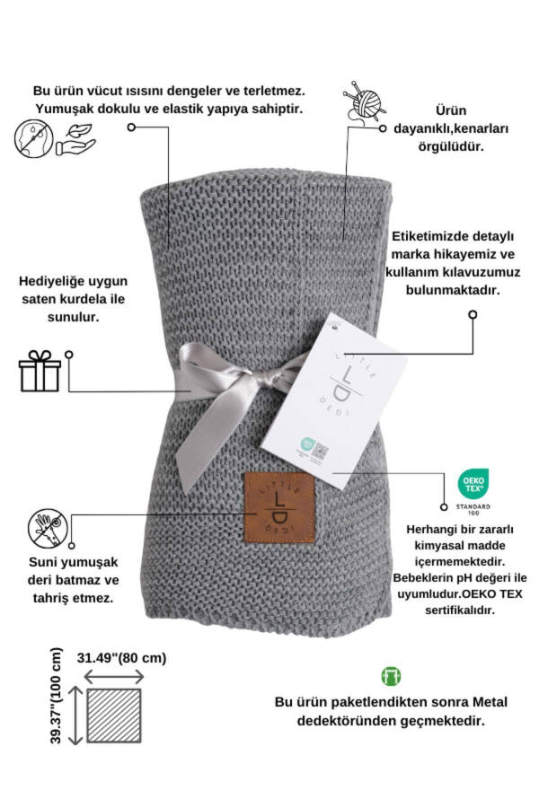 Starlink Knit Baby Swaddle Blanket, Oeko-Tex Certified Child Pike 80 x 100 cm - 17