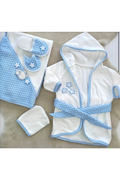 Starry Plush Quilted 4-Piece Towel Robe Set - 11