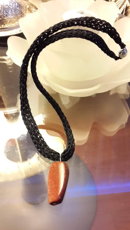 Starstone Natural Stone Necklace with Hand-Knitted Cord for Women - 3