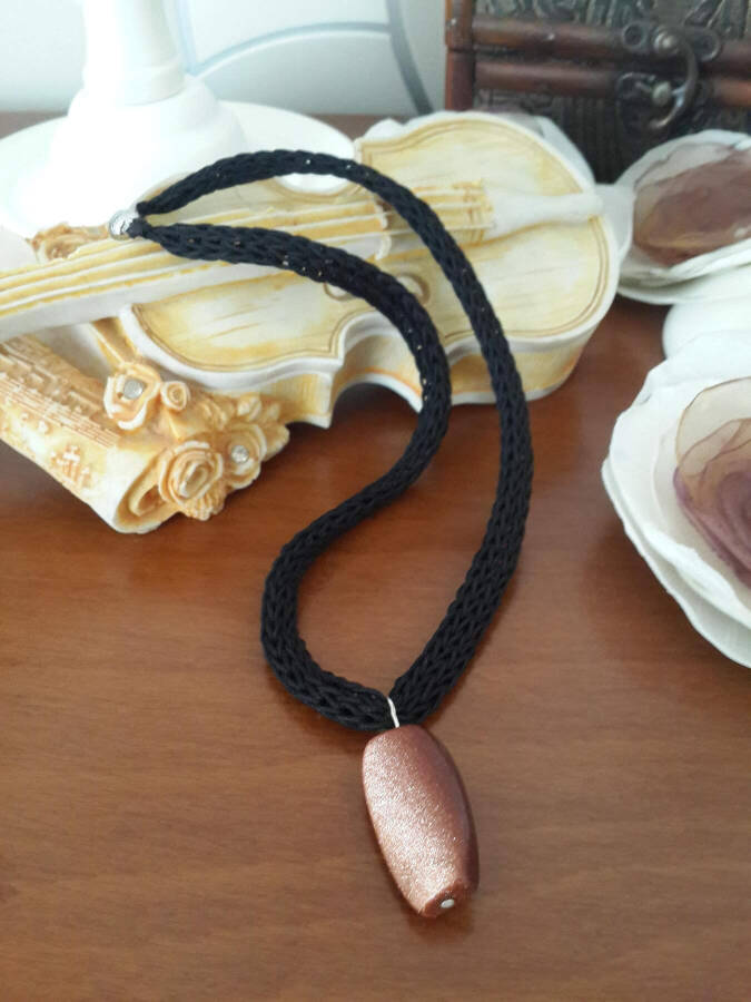 Starstone Natural Stone Necklace with Hand-Knitted Cord for Women - 4