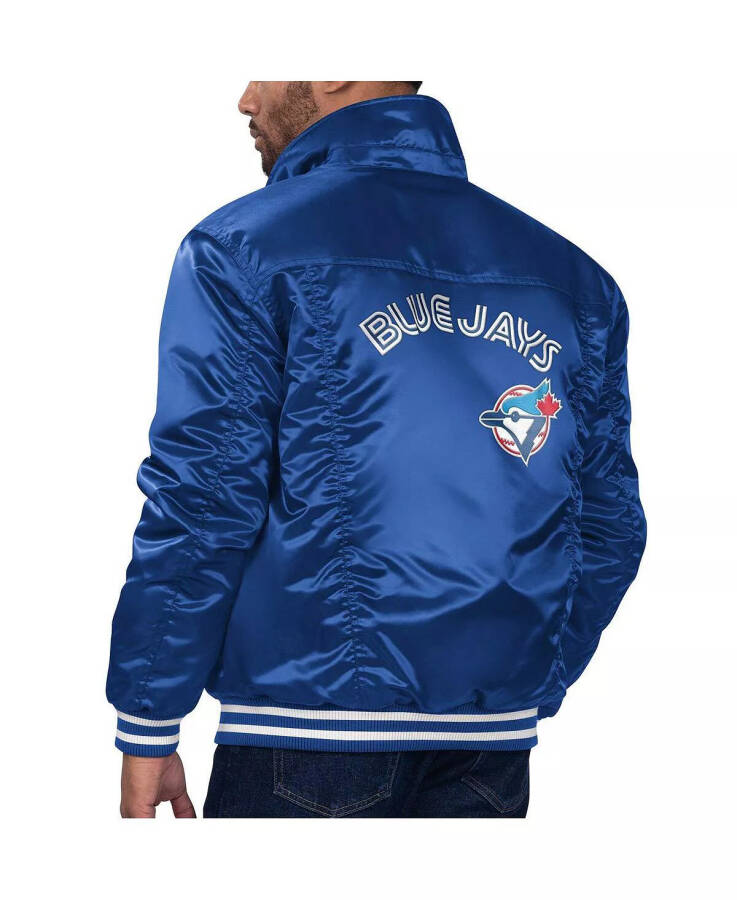 Starter x Men's Royal Toronto Blue Jays Silver Tab Satin Full-Snap Trucker Jacket Royal - 2