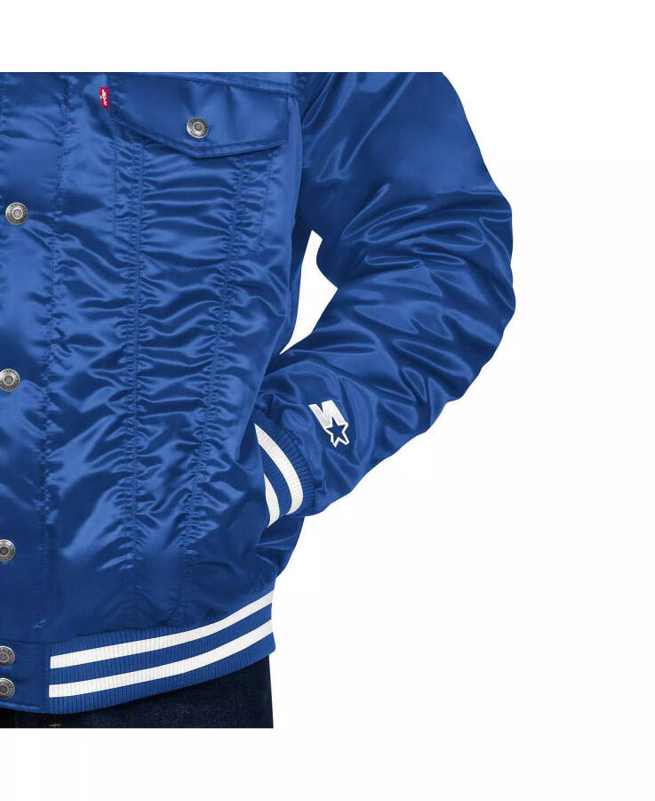 Starter x Men's Royal Toronto Blue Jays Silver Tab Satin Full-Snap Trucker Jacket Royal - 3