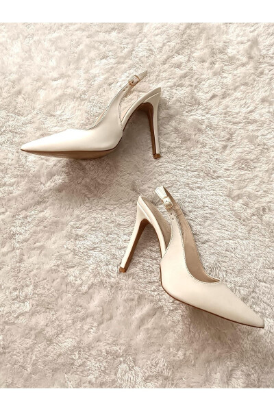 Steal Pointed Toe Heel Open Toe 10 Cm Thin Heel White Engagement Wedding Heeled Bridal Shoes - 23