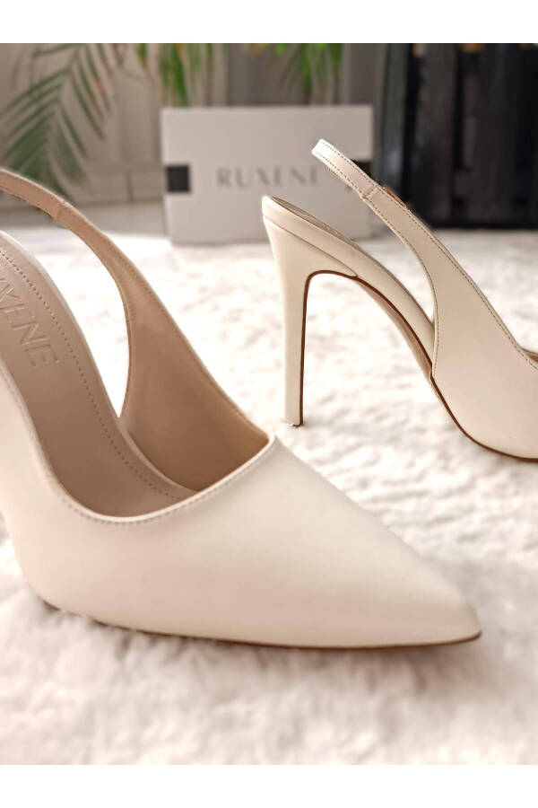 Steal Pointed Toe Heel Open Toe 10 Cm Thin Heel White Engagement Wedding Heeled Bridal Shoes - 24