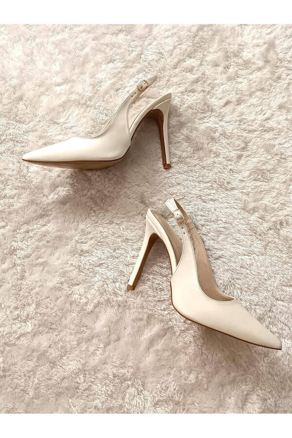 Steal Pointed Toe Heel Open Toe 10 Cm Thin Heel White Engagement Wedding Heeled Bridal Shoes - 14