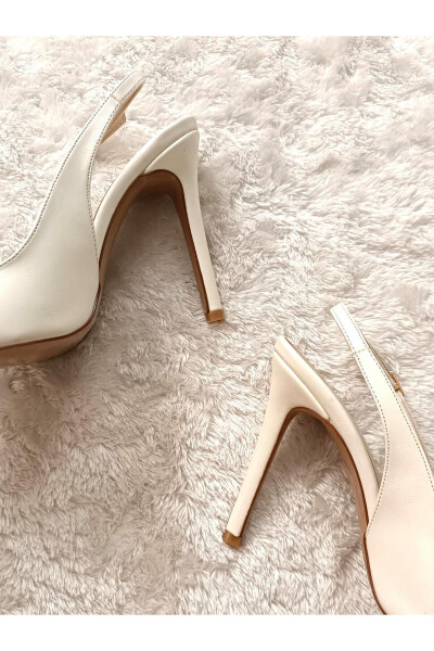 Steal Pointed Toe Heel Open Toe 10 Cm Thin Heel White Engagement Wedding Heeled Bridal Shoes - 16