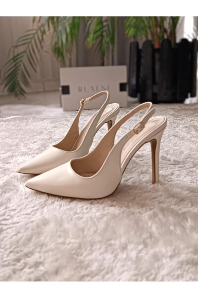 Steal Pointed Toe Heel Open Toe 10 Cm Thin Heel White Engagement Wedding Heeled Bridal Shoes - 5