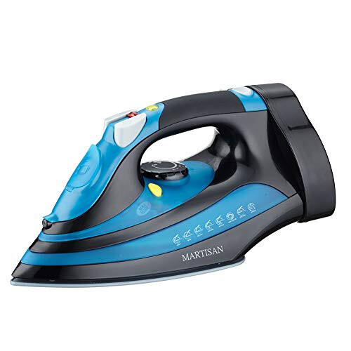 Steam Iron with Ret retractable Cord, 1200W Steam Iron Auto Shut Off, Ceramic Soleplate, MARTISAN product Blue - 1