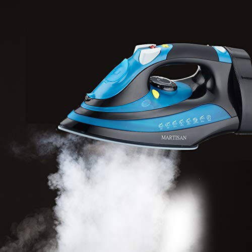 Steam Iron with Ret retractable Cord, 1200W Steam Iron Auto Shut Off, Ceramic Soleplate, MARTISAN product Blue - 2