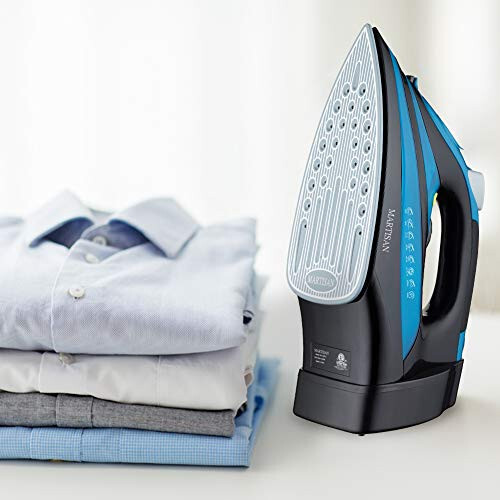 Steam Iron with Ret retractable Cord, 1200W Steam Iron Auto Shut Off, Ceramic Soleplate, MARTISAN product Blue - 3