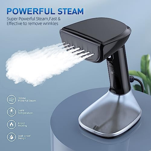 Steamer for Clothes - 1800W with Wet/Dry Ironing Modes, 20-Second Heat-up, Detachable Water Tank, Heat-Resistant Gloves for Wrinkle Removal. Suitable for 120V Countries. Color: Black - 2