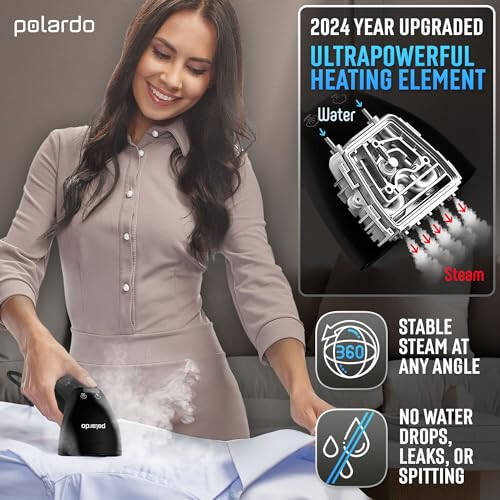 Steamer for Clothes for Europe 220V, Handheld Portable Travel Garment Steamer, Metal Steam Head, 25s Heat Up, Pump System, Mini Size, Hand Held Steamer for Any Fabrics, Black - 4