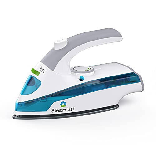 Steamfast SF-710 Mini Steam Iron, Non-Stick Sole Plate, Foldable Handle, Cord Storage, White - 1