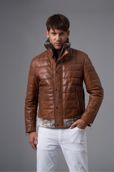 Stefano Brown Fur-Lined Leather Jacket 111574 - 7