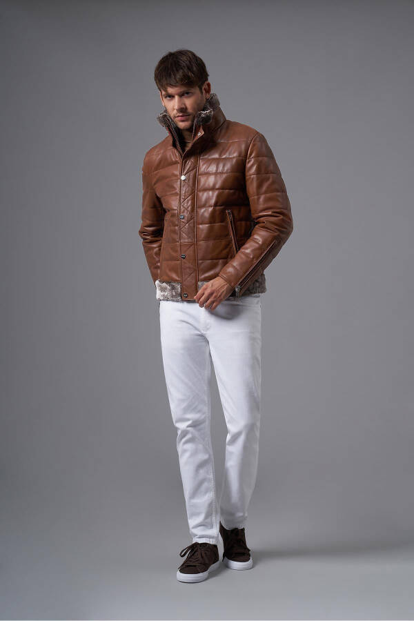 Stefano Brown Fur-Lined Leather Jacket 111574 - 8