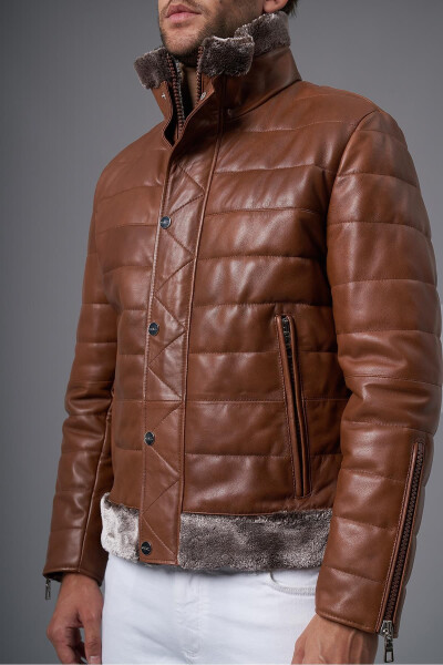 Stefano Brown Fur-Lined Leather Jacket 111574 - 9