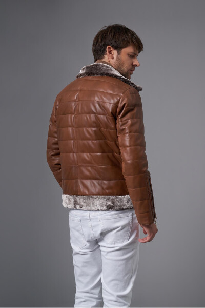 Stefano Brown Fur-Lined Leather Jacket 111574 - 10