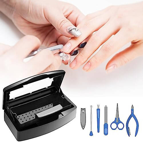 Sterilizer for Nail Tools, BUCICE Sterilization Tray for Tweezers, Nail Supplies, Hair Salon, Nail Tech Must Haves, Black - 2