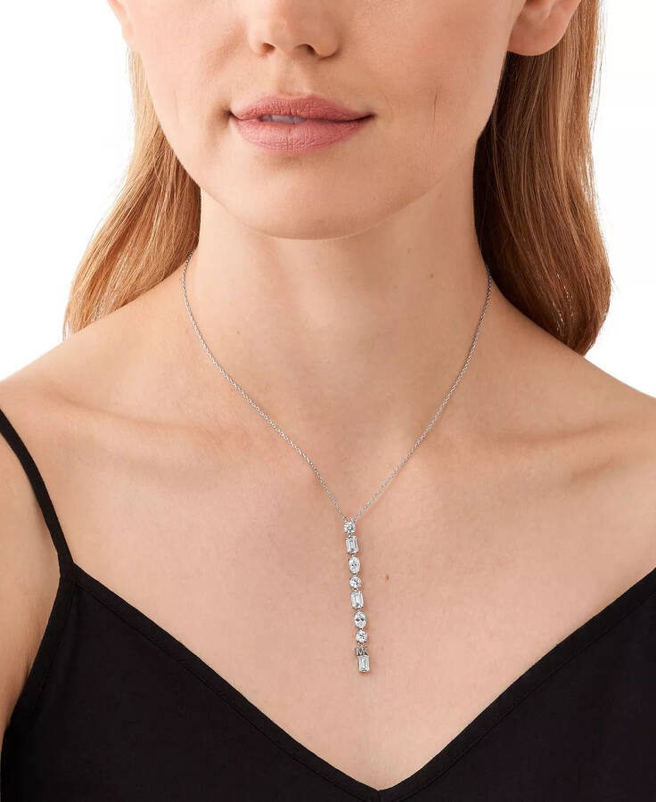 Sterling Silver Mixed Stone Lariat Necklace Silver - 6