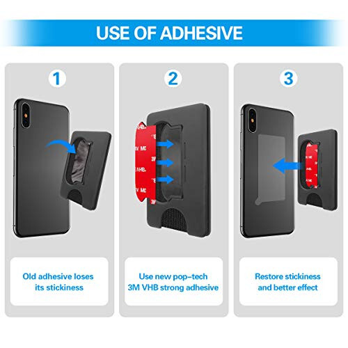 Sticky Adhesive Replacement for Socket Wallet+ Base, pop-tech 6pcs 3M VHB Strong Sticker Pads for Cell Phone Wallet Plus Case Back Stand, Double Sided Tape for iPhone 13 14, Samsung & All Smartphone - 9