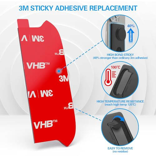 Sticky Adhesive Replacement for Socket Wallet+ Base, pop-tech 6pcs 3M VHB Strong Sticker Pads for Cell Phone Wallet Plus Case Back Stand, Double Sided Tape for iPhone 13 14, Samsung & All Smartphone - 5