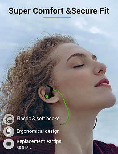 Stiive Bluetooth Kulaklıklar, 5.3 Kablosuz Spor Kulaklıkları IPX7 Su Geçirmez Mikrofonlu, Stereo Ter Proof Kulak İçi Kulaklıklar, Spor Salonu Koşu Antrenmanı İçin Gürültü Önleyici Kulaklıklar, 16 Saat Çalma Süresi - Yeşil Siyah - 7