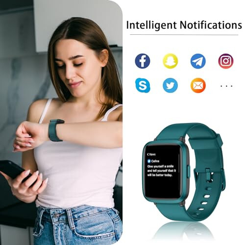 Stiive Fitness Tracker, Erkaklar va Ayollar uchun Smart Watch, Yurak Urishini Kuzatuvchi, Pedometr, Uyqu Monitori, 50 metr Su O'tkazmaydigan Qadamlarni Kuzatuvchi, iOS va Android Telefonlar bilan Mos keladi - 6