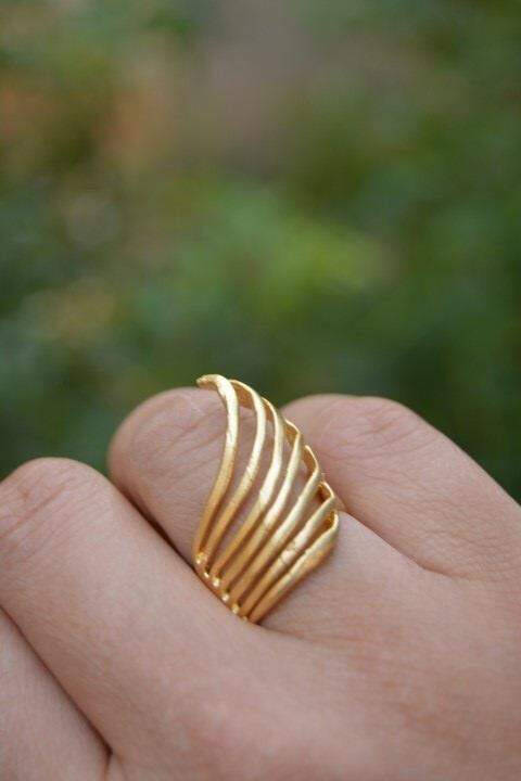 Stone Age Angel Wing Gold Plated Women's Ring - 1