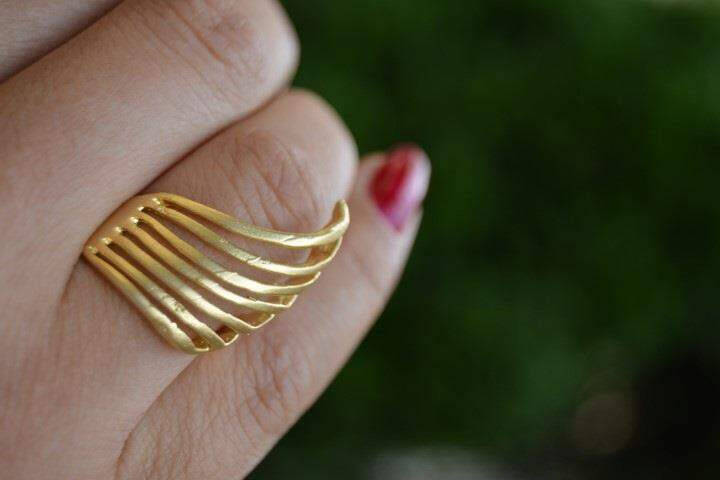 Stone Age Angel Wing Gold Plated Women's Ring - 7