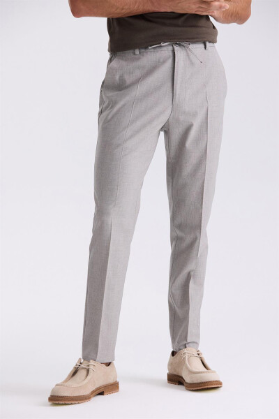 Stone Comfort Fit Elastic Waist Wool Trousers - 1