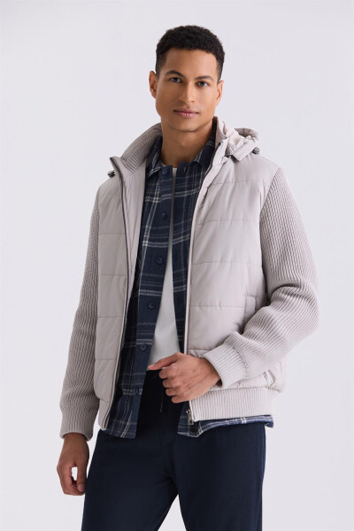 Stone Comfort Fit Hooded Knit Winter Jacket - 5