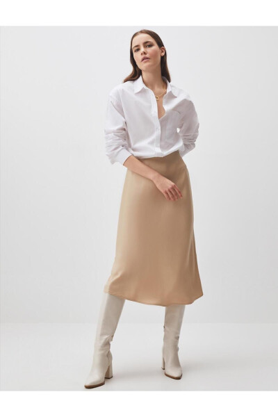 Stone Normal Waist Satin Midi Skirt - 14