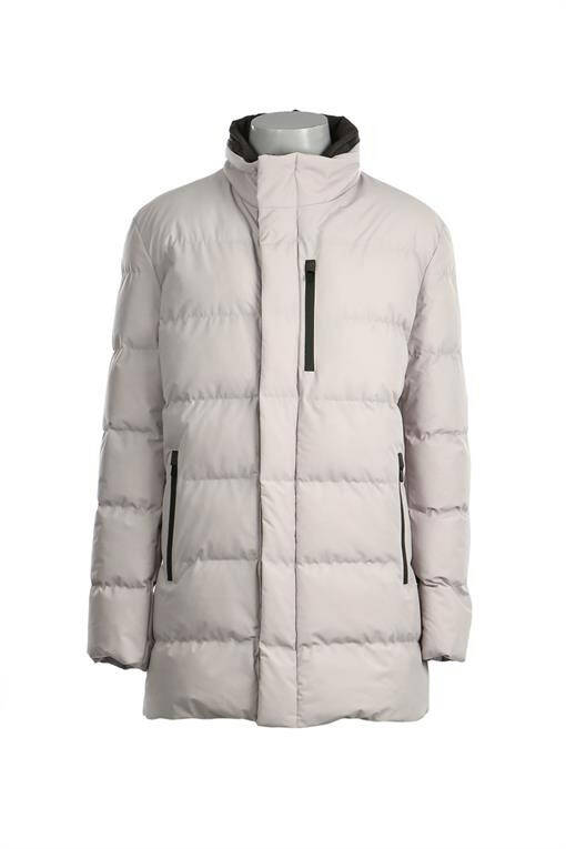 Stone Regular Fit Mandarin Collar Zippered Winter Puffer Jacket - 5