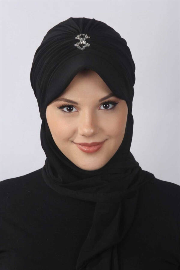 Stone Scarf Hat Black - 1