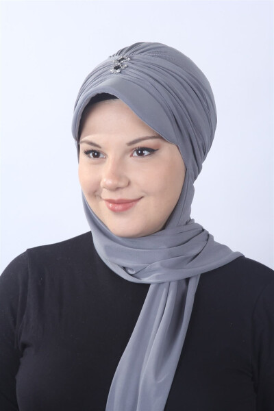 Stone Scarf Hat Gray - 1