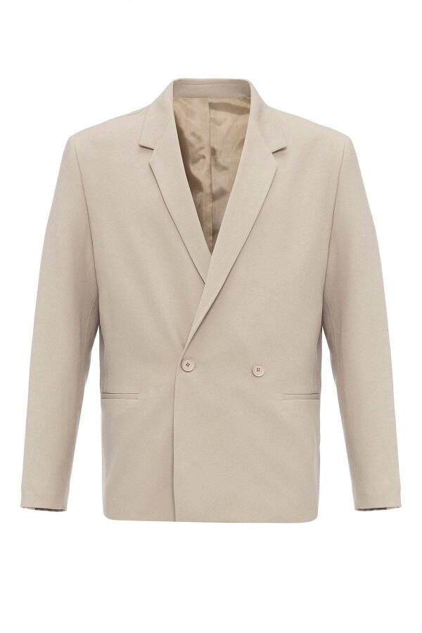 Stone Single Button Double Breasted Men's Blazer Jacket - 8