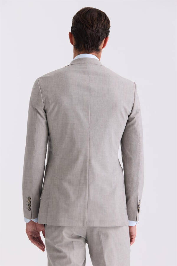 Stone Slim Fit Single Breasted Wool Suit - 4