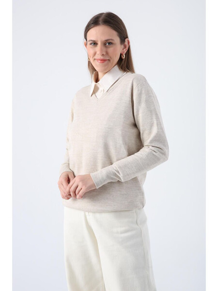 Stone V Neck Knit Sweater - 5